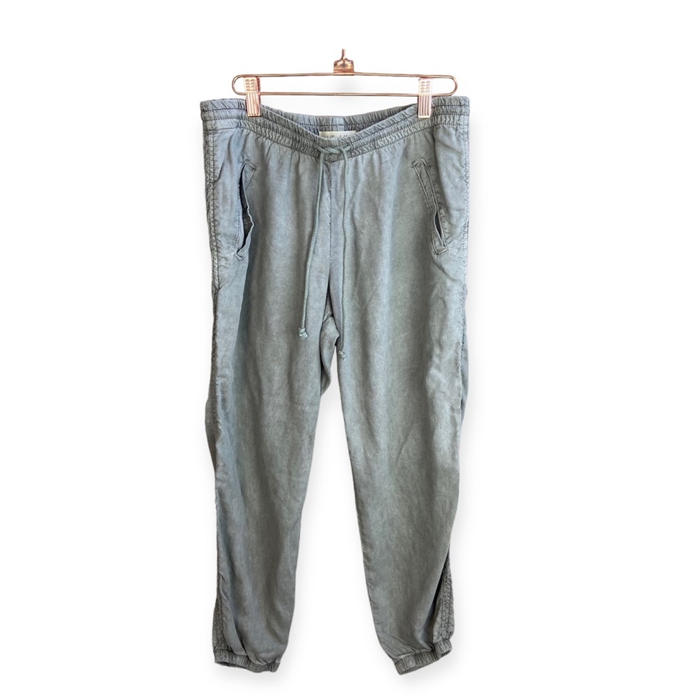 Bella Dahl Green Grey Drawstring Joggers Pants Medium 100% Tencel